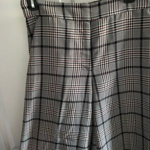 wide leg plaid trousers